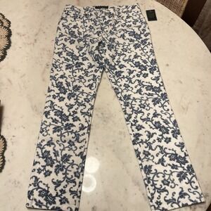 NEW Women's 6 Ralph Lauren Modern Straight Ankle Floral Print‎ Jeans Co Blue NWT